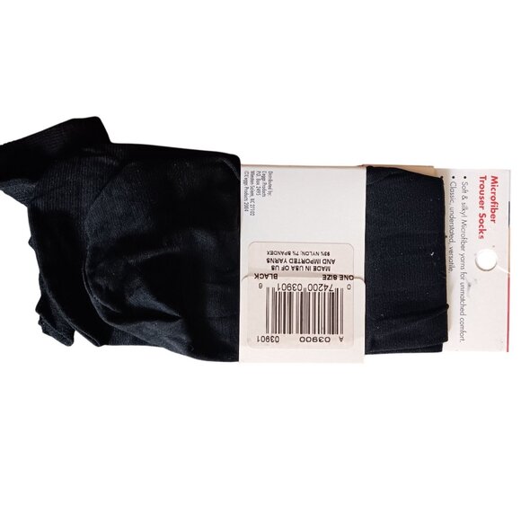 Women's NEW Leggs Microfiber Trouser Socks One Size Black Made In USA - Picture 3 of 3